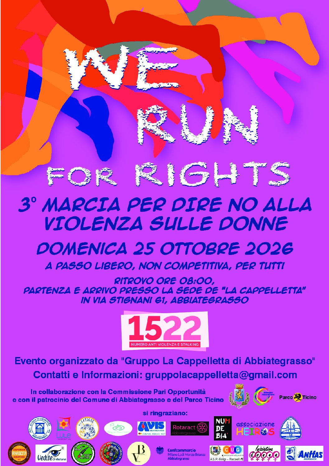 ABBIATEGRASSO >> WE RUN FOR RIGHTS - 3à MARCIA PER DIRE NO ALLA VIOLENZA SULLE DONNE