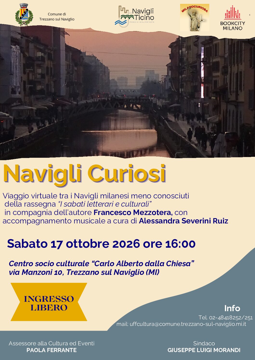 TREZZANO >>  NAVIGLI CURIOSI (Rassegna I sabati letterari e culturali)